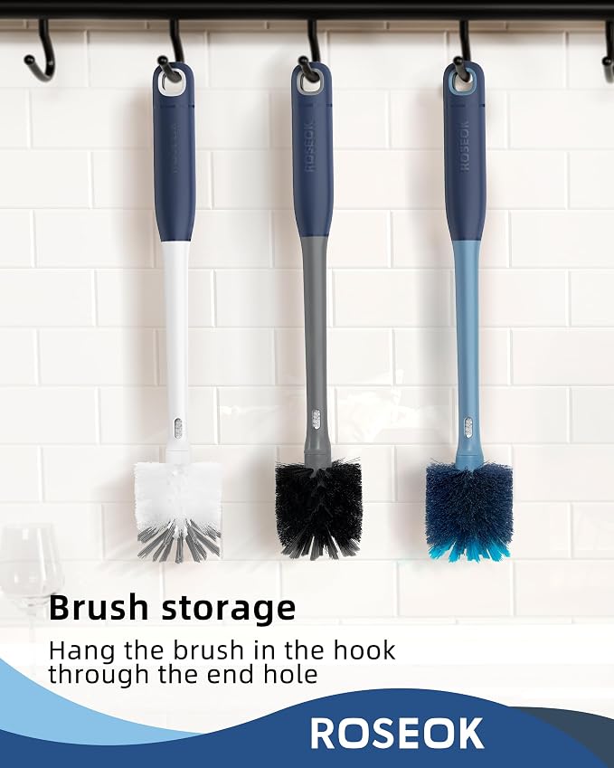 ROSEOK Bottle Brush with Straw Cleaner Brush, 2 in 1, Nylon Bristles | Water - Image 7