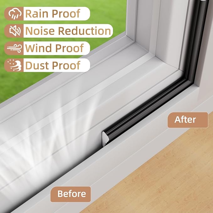 Kneelisa 2Pcs×196” Wedge-Shape Foam Window Weather Stripping Door Seal | - Image 7
