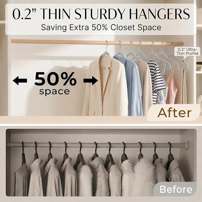Plastic Hangers 50 Pack, Thin Hangers - Image 3