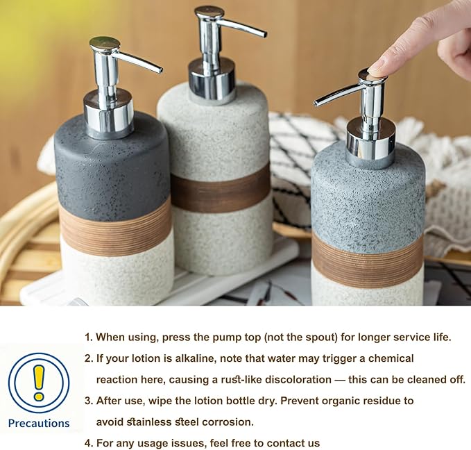Ceramic Hand Soap Dispenser for Kitchen and Bathroom, Pump Bottle | Refillable - Image 7