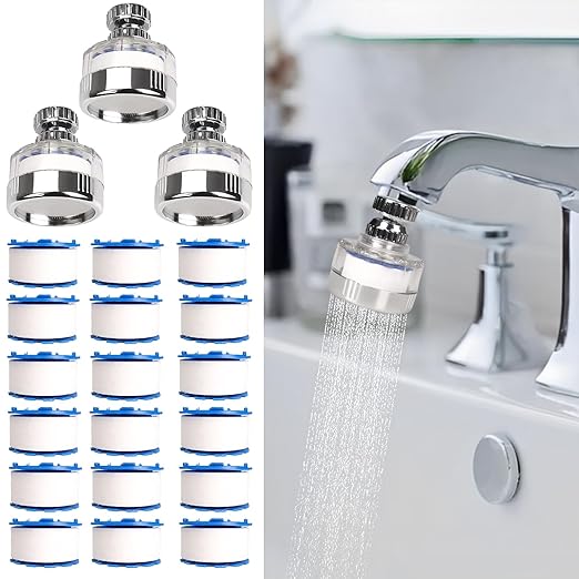 3 Pcs of Sink Water Filter and 18 Filter Elements Set, Sink Faucet Filter by Dexspoeny