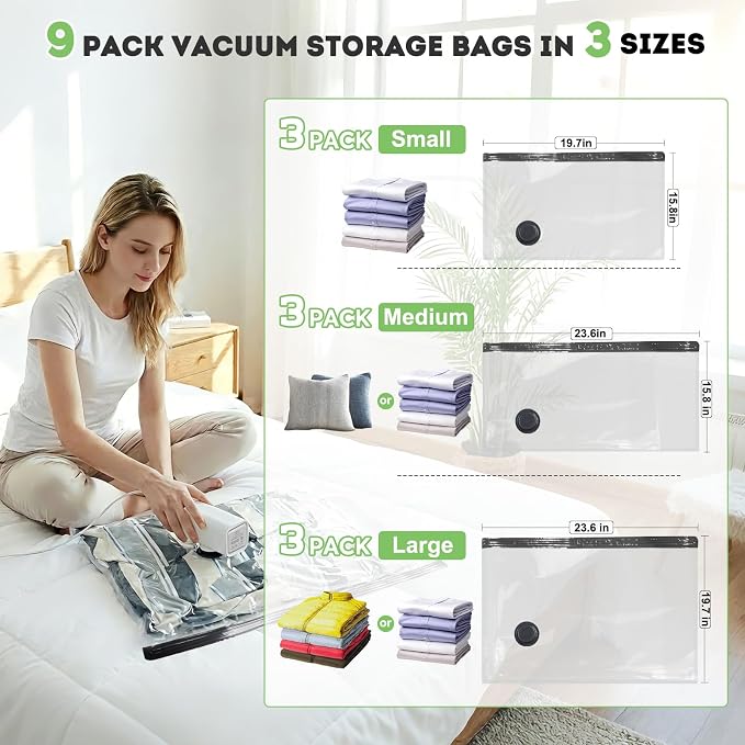 9 Pack Vacuum Seal Bags for Clothing Travel - Image 8