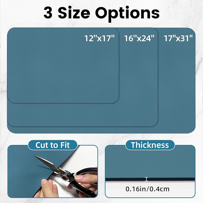 PoYang 24x16 Inch Coffee Mat, Large Dish Drying Mat, Sea Blue | Quickly Absorbs - Image 3