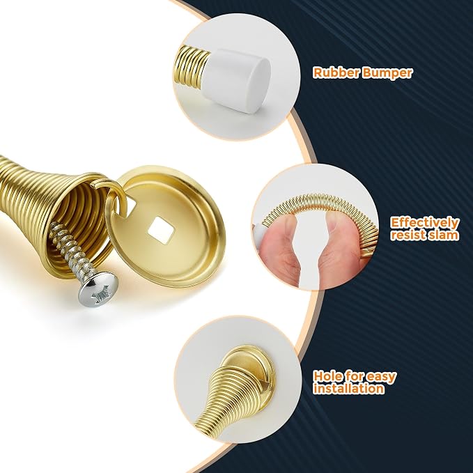 Ravinte Door Stoppers, 30 Pack Gold Spring Door Stops - Image 4