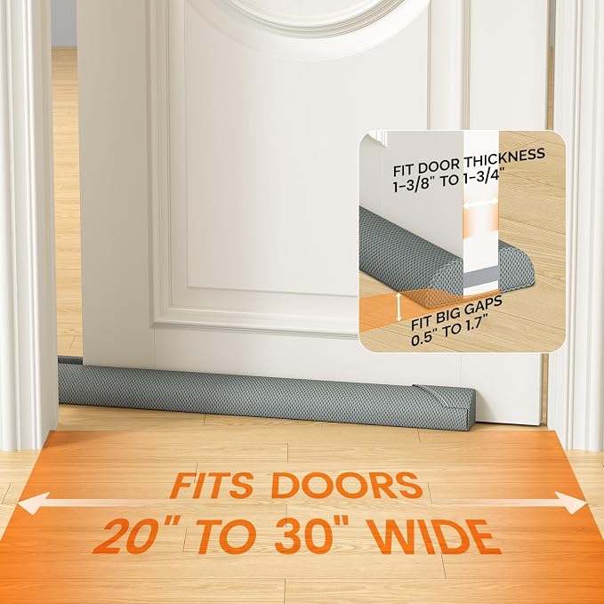 fowong Door Draft Stopper 30", Adjustable Under Door Noise Stopper, Block Drafts - Image 3