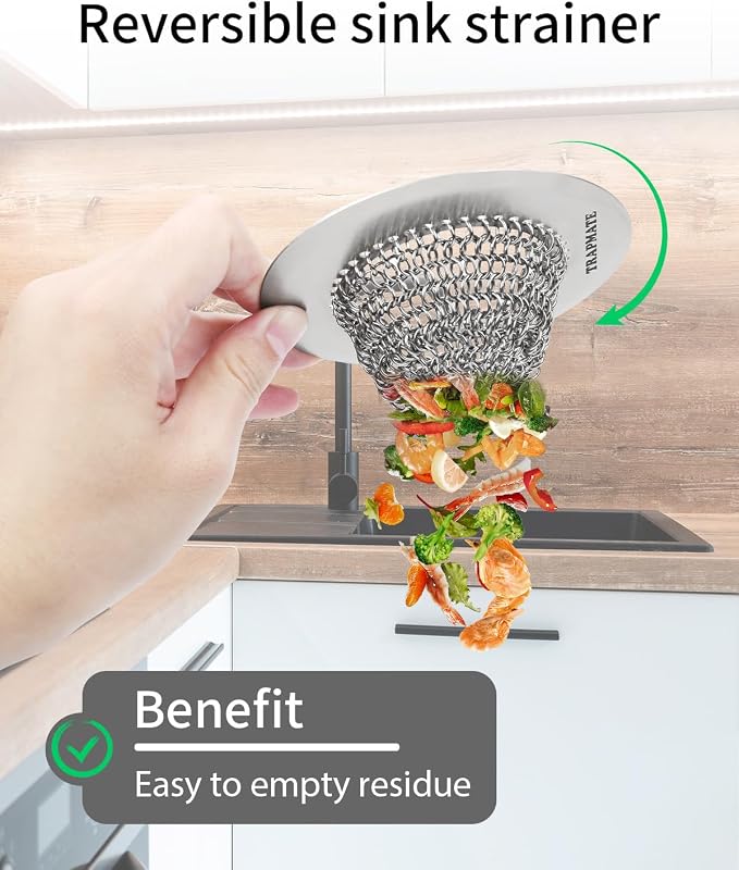 TRAPMATE 4 Pcs Kitchen Sink Drain Strainer, Stainless Steel Sink Strainer Basket - Image 2