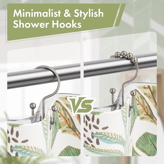 Amazer Matte Nickel Shower Curtain Hooks, Rust-Resistant Metal Shower Hooks - Image 6