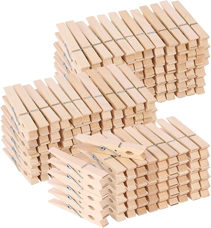 200pcs 3inch Clothes Pins Wooden Clothespins Heavy Duty Spring Wood Clips by Tecbeauty