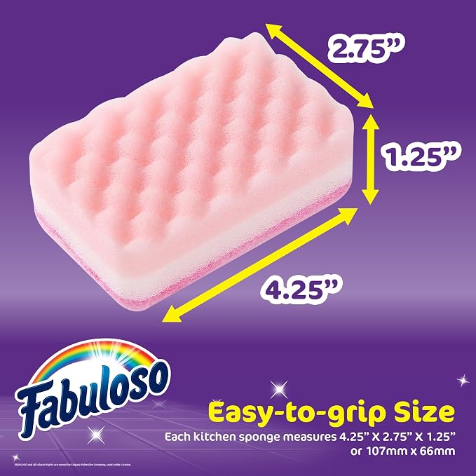 Fabuloso Scratch-Free Kitchen Dish Sponges, Rainbow Colors, scouring pad - Image 5