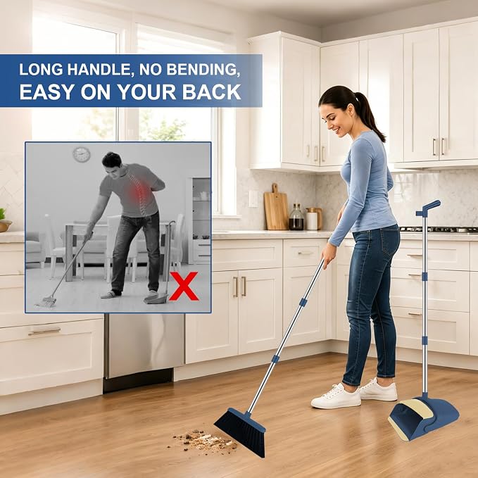 Broom and Dustpan Set, Kitchens & Tight Spaces, Built-in Comb Dustpan, Foldable - Image 4