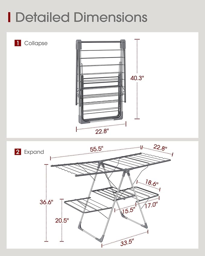 Sakugi Clothes Drying Rack, Foldable 2-Level - Image 4