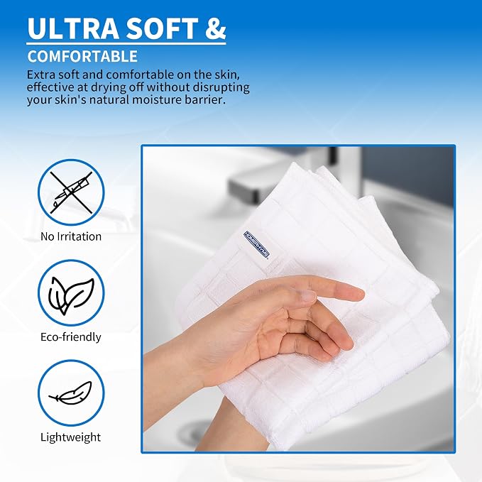 Hand Towels, 12 Pack 25''*15'' White Microfiber Kitchen Bathroom Hand Towels - Image 4
