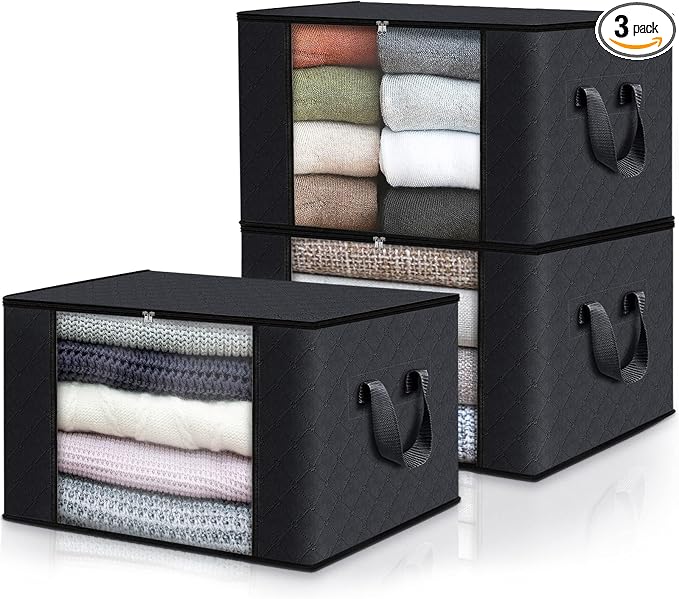 3 Pack Storage Bags for Clothes Blanket Storage Bins by Fabtotes