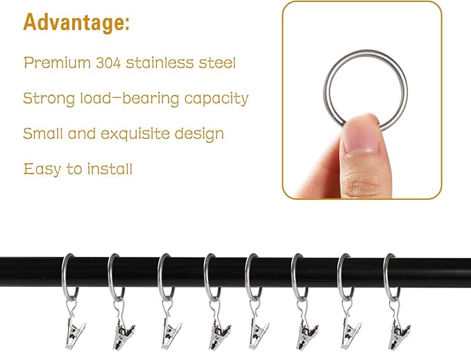 Lansian 20 Pack Curtain Rings - Image 3