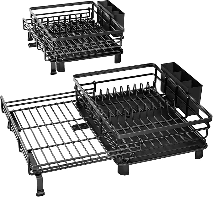 Expandable Dish Drying Rack for Kitchen Counter, Stainless Steel, Large Capacity - Image 9
