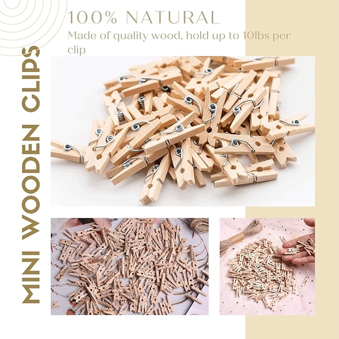 Mini Clothespins 200 Pcs, Home Decor & Art Projects, Reusable Multi-Purpose - Image 3