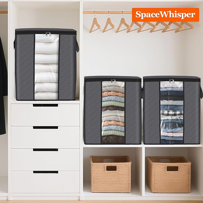 SpaceWhisper 4 Pack 100L Clothes Storage, Foldable Storage Bags, - Image 7