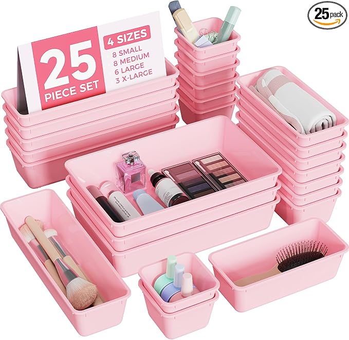 BiuLeon 25 PCS Plastic Drawer Organizers Set, 4-Sizes Vanity and Makeup by Unknown