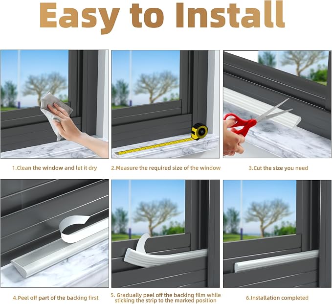 Kneelisa 2Pcs×196” Wedge-Shape Foam Window Weather Stripping Door Seal | - Image 9