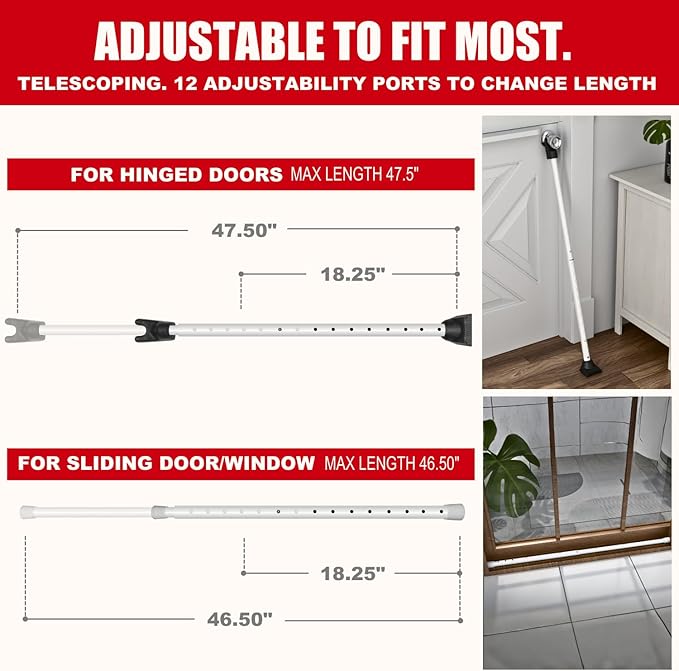 SECURITYMAN 3-in-1 Door Security Bar, Security Door Stoppers & Door Barricade – - Image 3