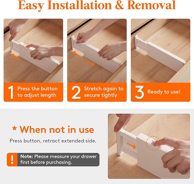Lifewit 4" High Upgrade Drawer Divider, Adjustable Drawer Organizer Clothes | 5 - Image 7