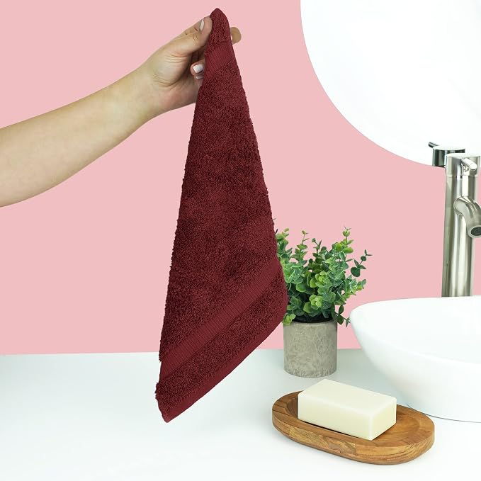 Chakir Turkish Linens 100% Cotton 4-Pack Washcloths 13x13, Cranberry | Premium - Image 2