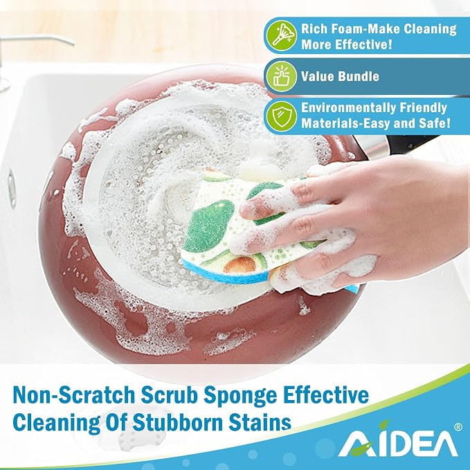 AIDEA Sponges Kitchen, Non-Scratch Scrub Sponge-6Count | Sponges - Image 6
