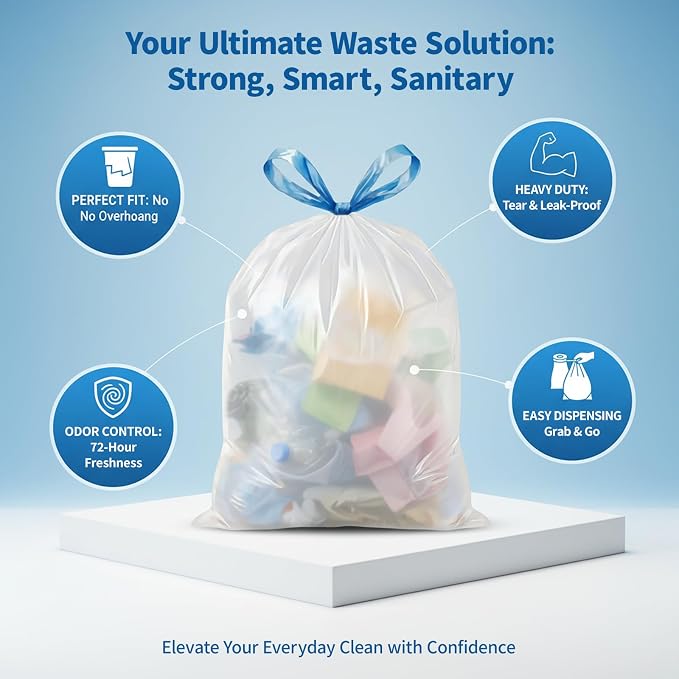 1.2 Gallon Mini Trash Bags Drawstring, 4.5 Liter Little Plastic Garbage Bag - Image 4