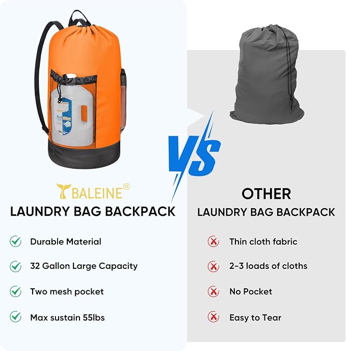 BALEINE 120L Laundry Bag Backpack, 900D Oxford Fabric Large Travel Laundry Bags - Image 6