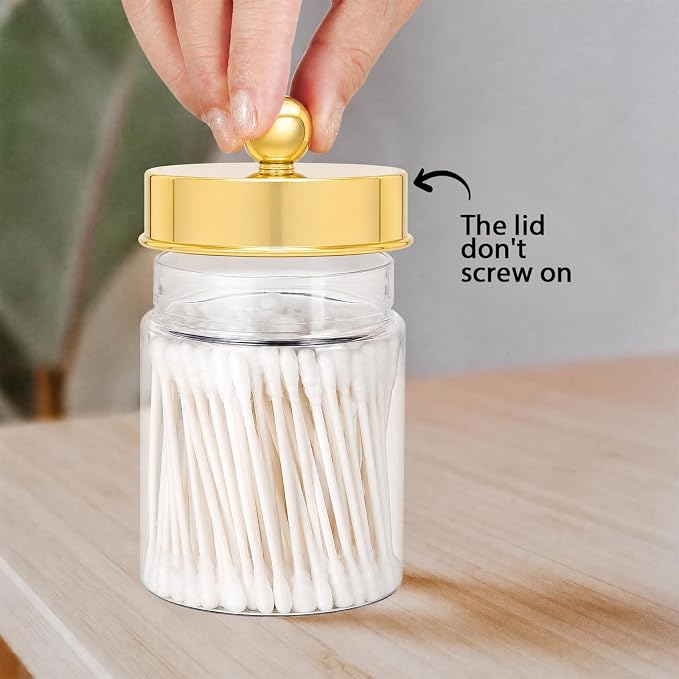 Amolliar Acrylic Apothecary Jar Bathroom Qtip Holder Gold 4 Pack - Image 7