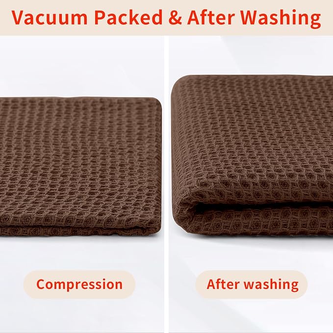 Homaxy 100% Cotton Waffle Weave Kitchen Dish Cloths 24-Pack, Coffee | 12 x 12 - Image 8