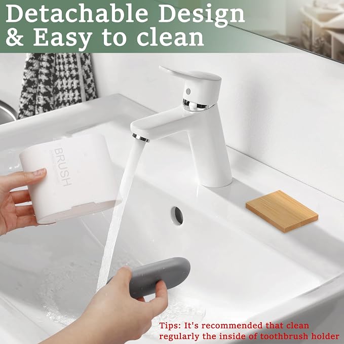 2 Pack Toothbrush Holders for Bathrooms, Bathroom Accessories | 2 Slots - Image 3