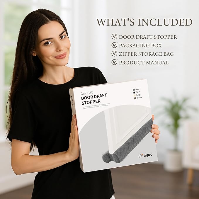 Ciieyuo Premium Velvet Under Door Draft Stopper, Adjustable 30-36 Inches | Door - Image 6