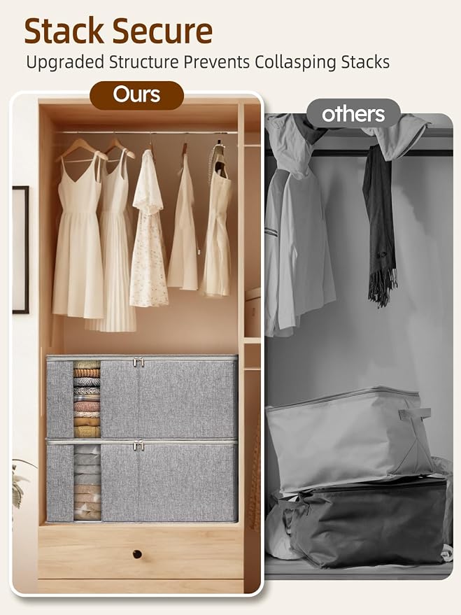 90L Rigid-Structured King Size Comforter Storage Bags, Stackable & Foldable - Image 6