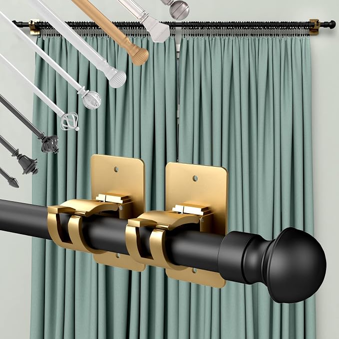 CIEMGNZOC 4PCS No Drill Curtain Rod Brackets, Self-Adhesive & Screw Mount - Image 7