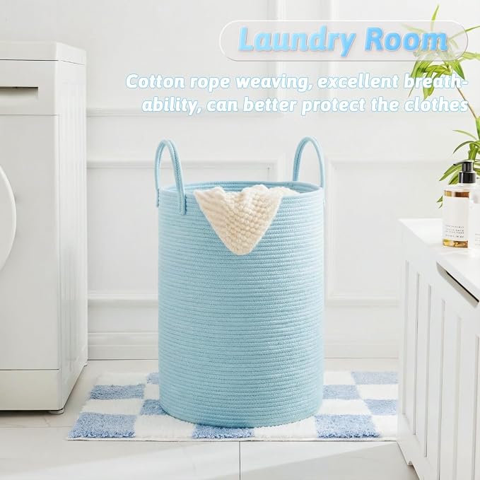 Laundry Basket, Woven Cotton Rope Laundry Hamper, 100L - Image 5