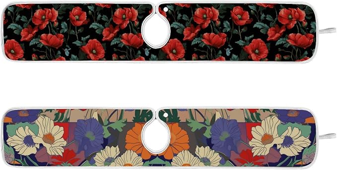 Japanese Purple Red Poppy Poppy Butterfly Leaf Sink Mat by Tatenale