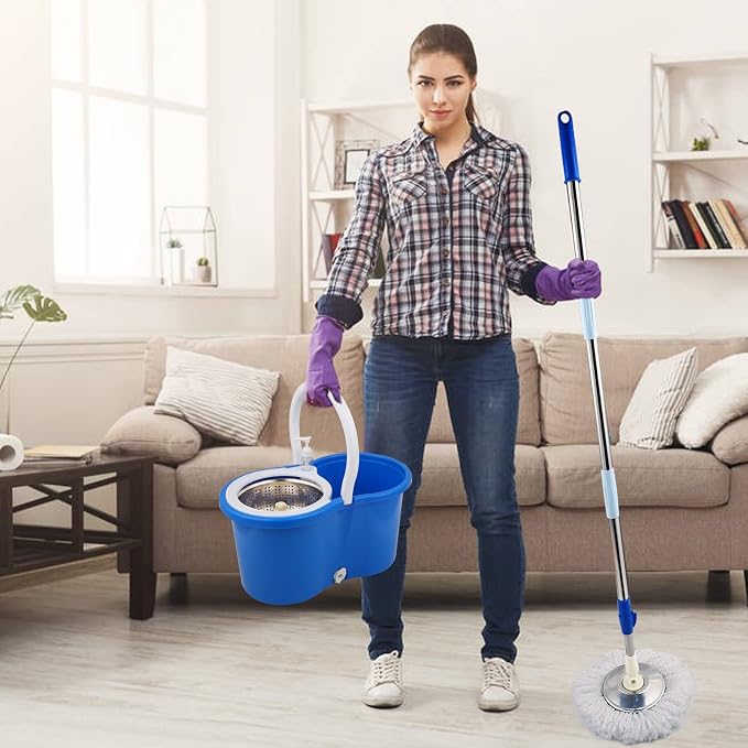 Spin Mop and Bucket with Wringer Set, 6 Mop Refills - Image 7