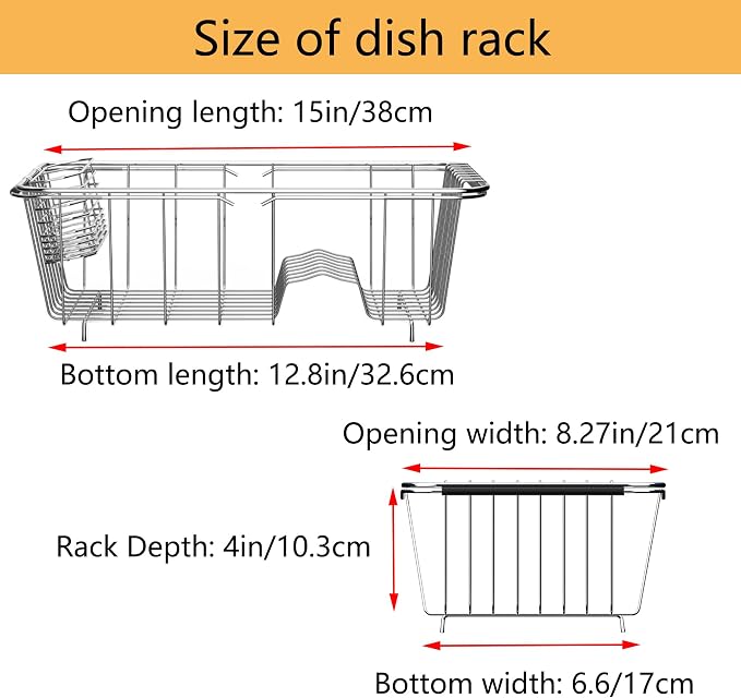 NiuYichee Stainless Steel Dish Drying Rack, Expandable Fruit & Vegetable Drain - Image 5