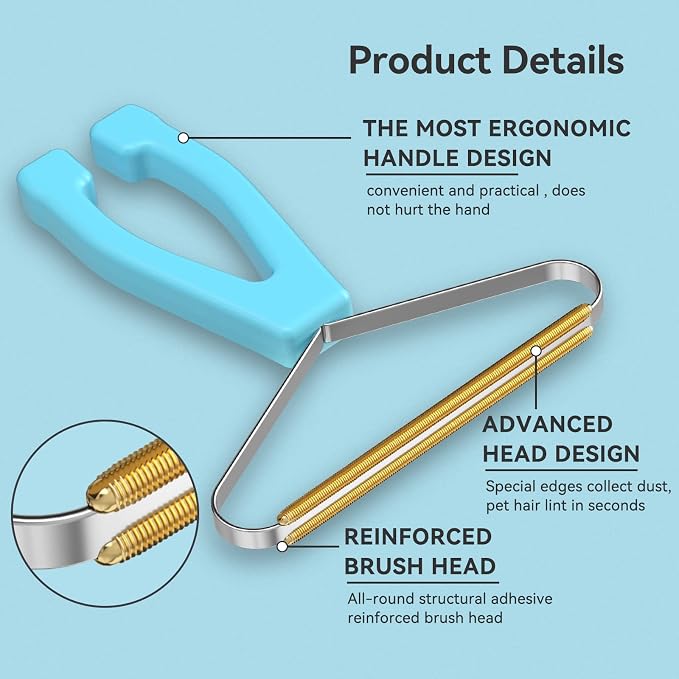 Pet Hair Remover 3-Pack, Dog Cat Fur Removal Tool, Portable Carpet Scraper | - Image 2
