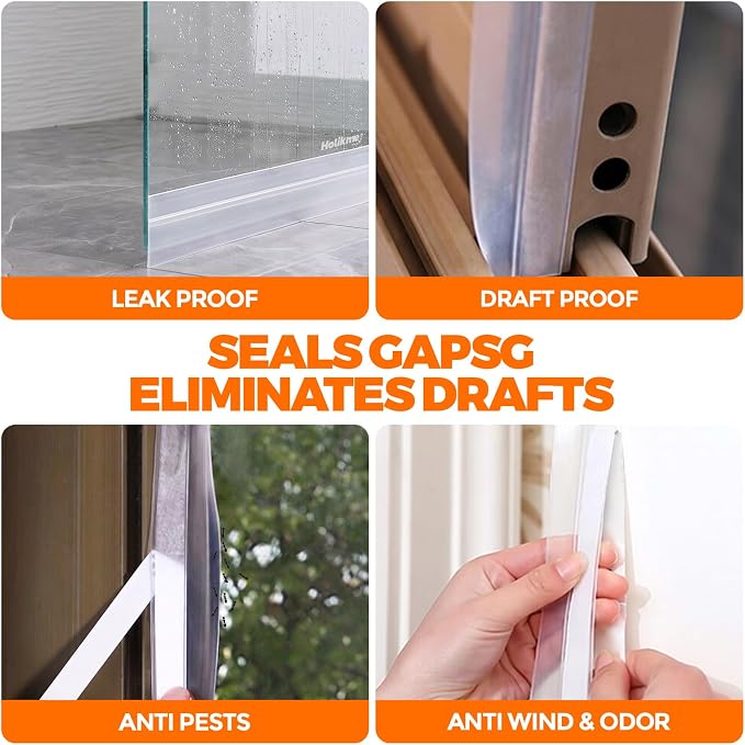 Holikme Weather Stripping Door Seal, Shower Door Bottom Seal, 1.4" W-50Feet | - Image 5
