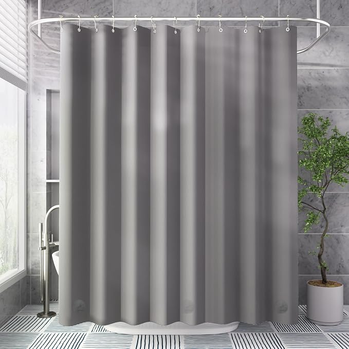 AmazerBath Shower Curtain Liner, 72x78 Grey Shower Curtain Liner, Cute Plastic - Image 9