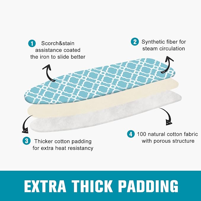 Ironing Board Cover and Pad, Standard Size 15" x 54" Iron Board Replacement - Image 3