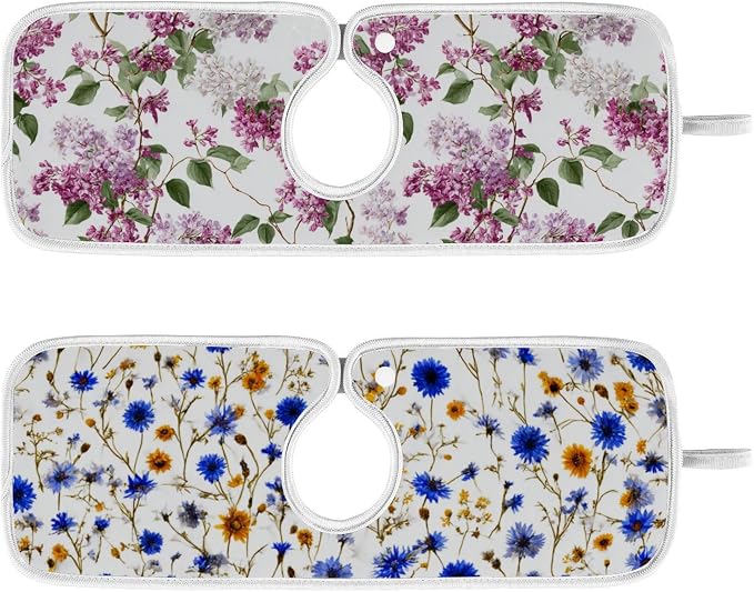 Cornflower Sunflower White Pink Lilac Sink Mat - Image 2