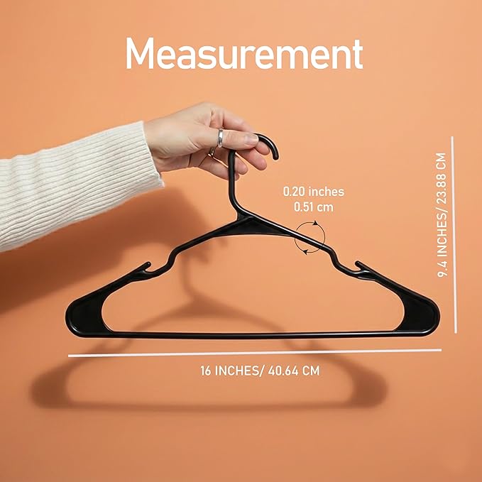 Utopia Home Plastic Hangers 20 Pack – Space Saving Clothes Hanger Black | - Image 3