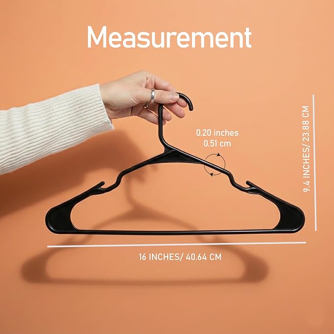 Utopia Home Plastic Hangers 100 Pack – Space Saving Clothes Hanger Black | - Image 2