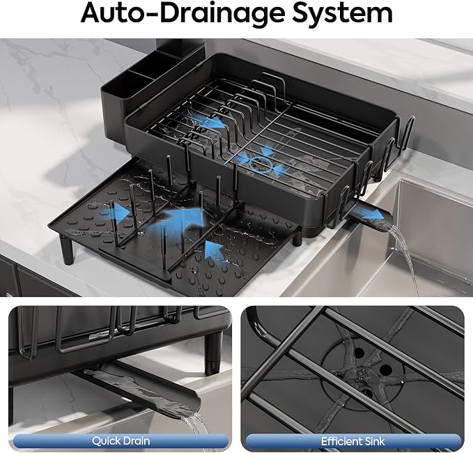 Urackify Expandable Dish Drying Rack, Stainless Steel, Large Capacity | - Image 3