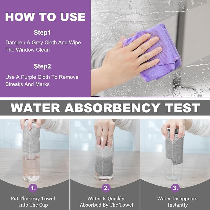 Basic Package - Microfiber 2-Pack Window Cloth. Just Water - Without Leaving - Image 2