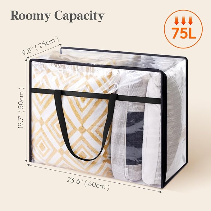 Lifewit 4 Pack Clear Clothes Storage Bags, 75L Plastic Blanket Storage Bag - Image 4