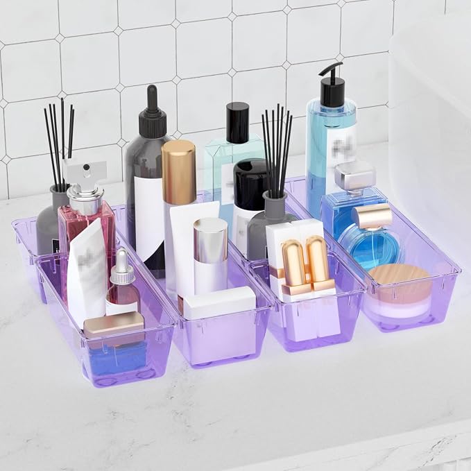 9 Pack Clear Drawer Organizer Set, Drawer Storage Trays, Storage Bins | Acrylic - Image 6